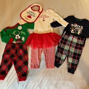 Baby’s First Christmas Lot with 3 Festive Outfits - Girl’s Size 3-6 M
